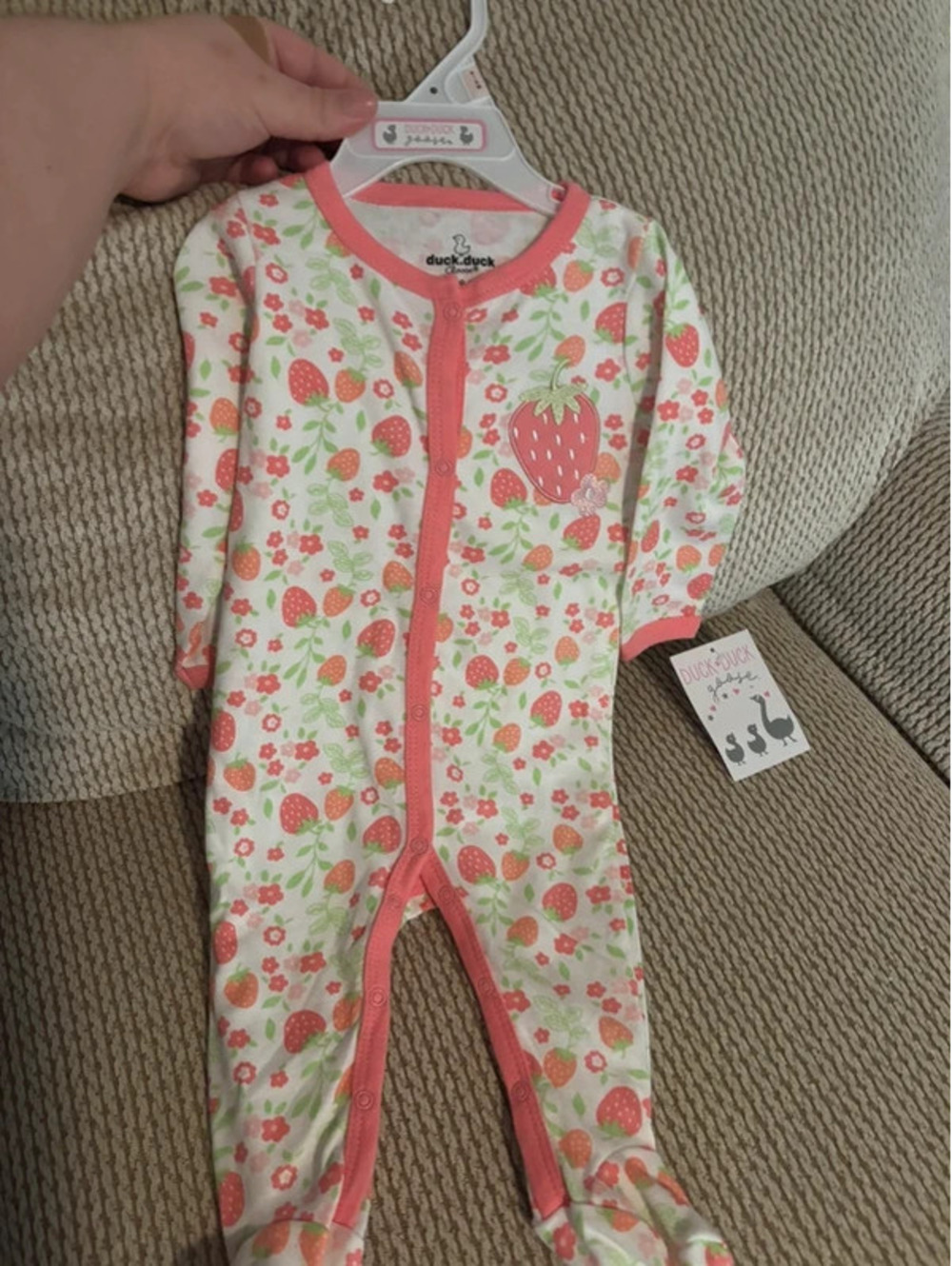 Duck Duck Goose Baby Sleeper Strawberries NEW 6-9 Months Girl